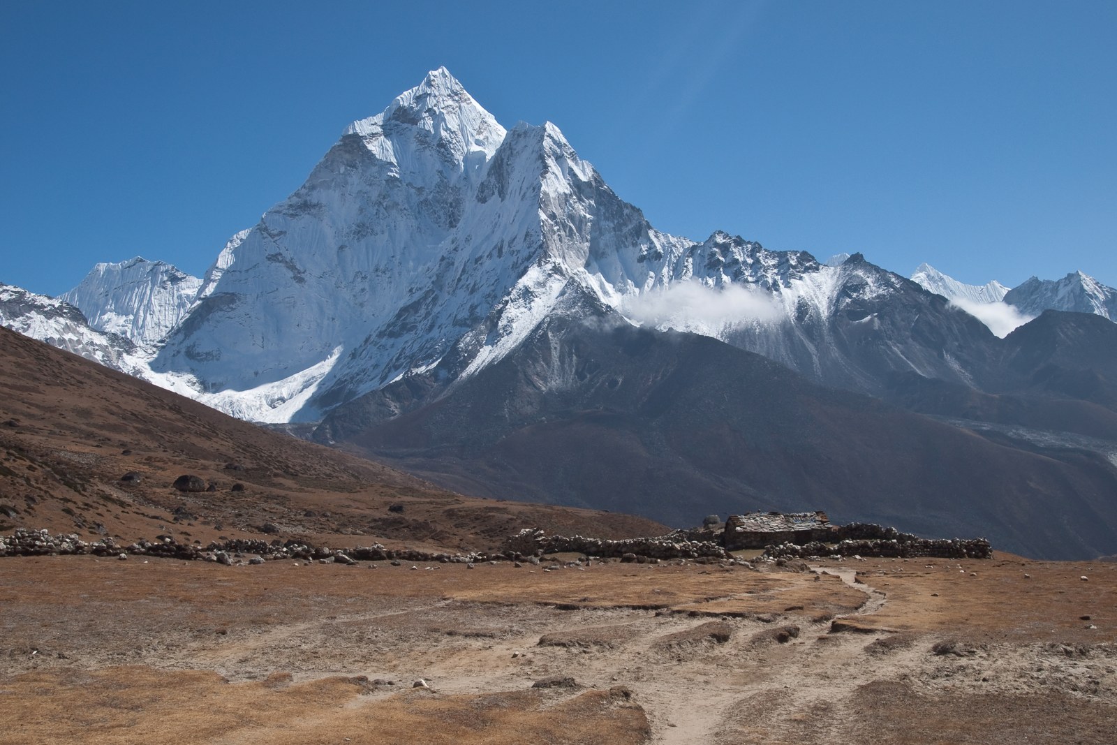 Ama Dablam seen from Pheriche, Nepal, in the Himalayas